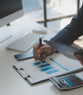 An accountant working at a desk